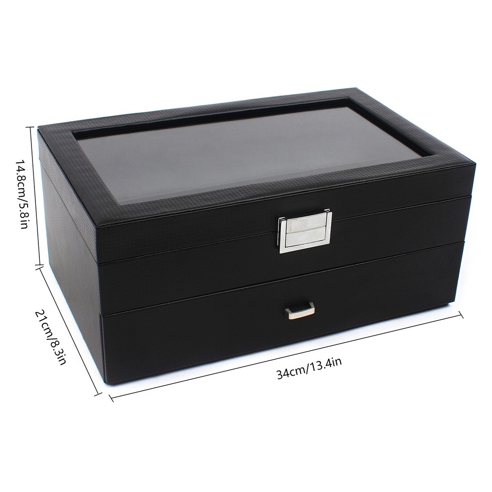 24 Slots Men Watch Box Organizer Large Watch Holder Storage Display Case