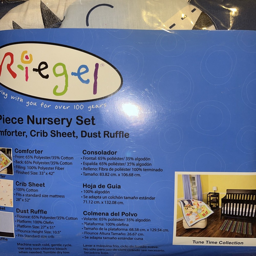 NWP Riegel 3 pc Nursery Set Comforter | Crib Sheet | Dust Ruffle | Cotton Sheet