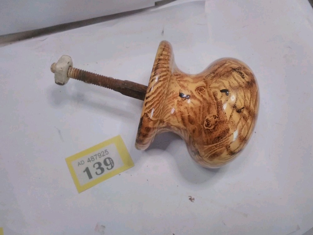 Antique Door Knob Pull Ceramic Faux Wood