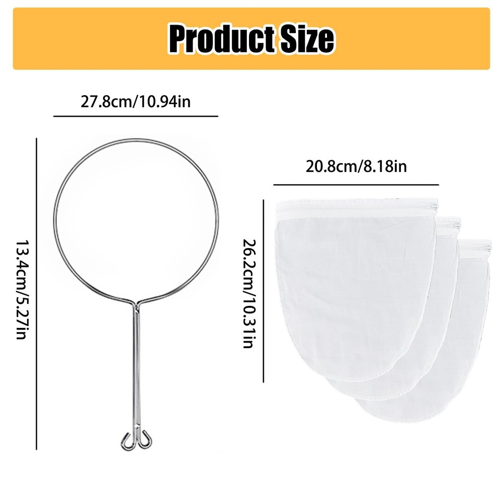 3-Pack Thai Tea Filter - Ultra Fine Mesh Strainer Bags with Handle - Thai Style