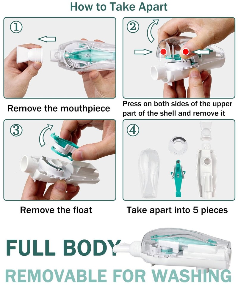Breathing Exercise Device for Lungs - Flutter Valve Mucus Removal Device - Br...