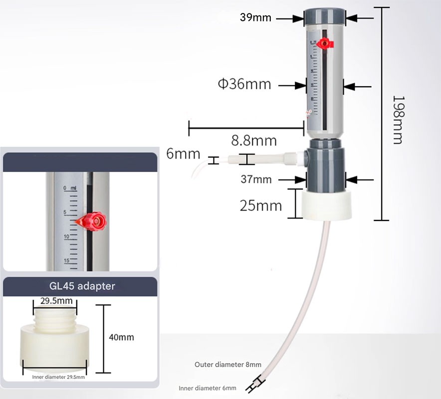 GL45 Adjustable Quantitative Liquid Dispenser 0-25ml Laboratory Doser