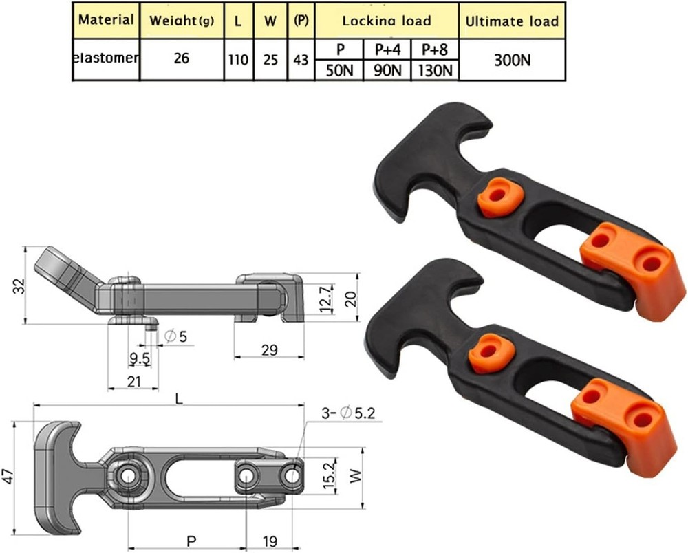 Flexible Multicolor Draw Latch for Automotive & Tool Box - Easy Install, 2 PCS