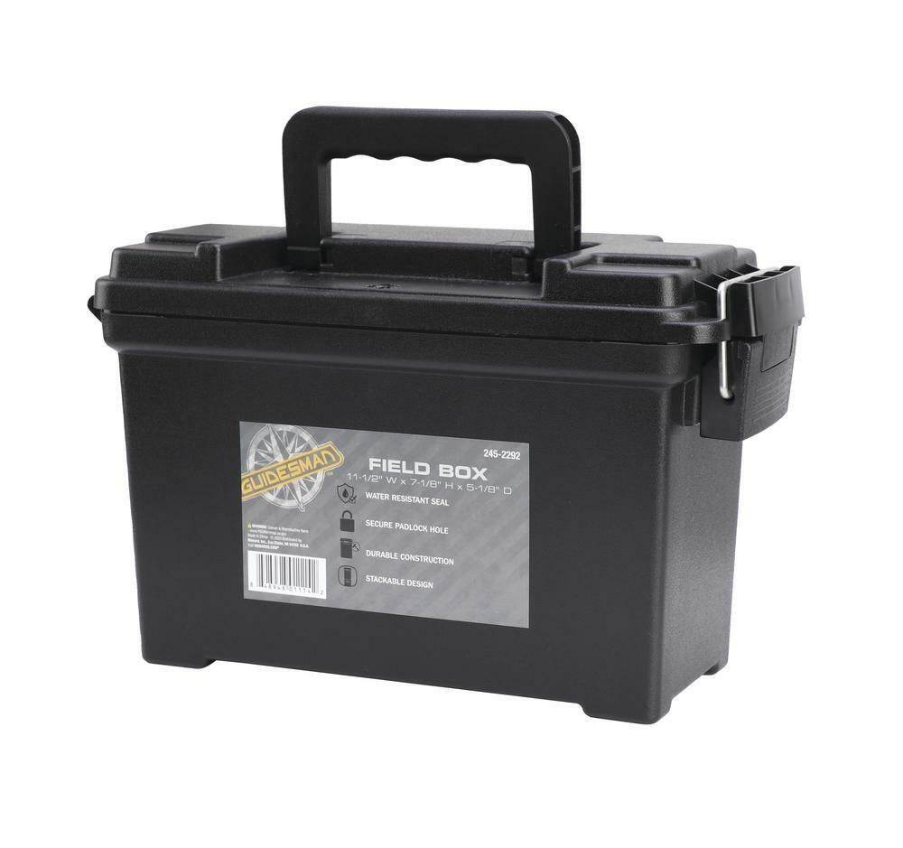 11" Black Medium Ammo Field Box with Handle Lockable, Stackable, Rubber Seal