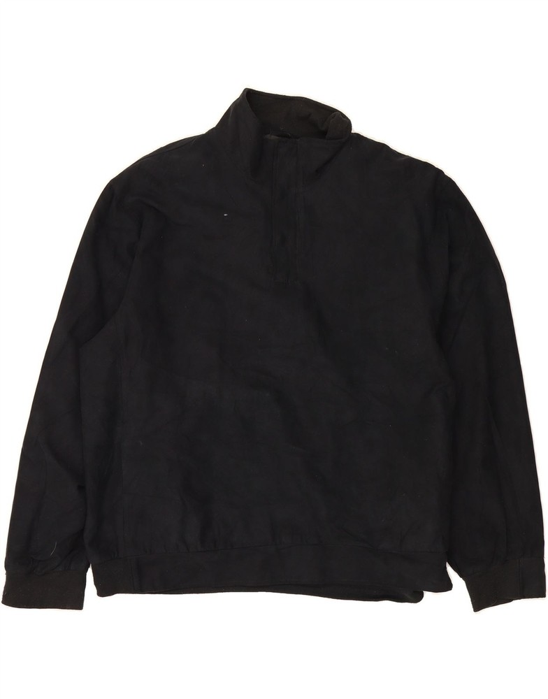 IZOD Mens Pullover Zip Neck Tracksuit Top Jacket 2XL Black Polyester BM01