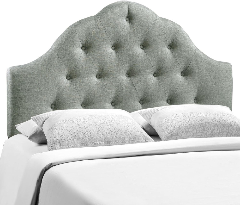 Gray Tufted Linen King Headboard - Elegant Upholstered Design
