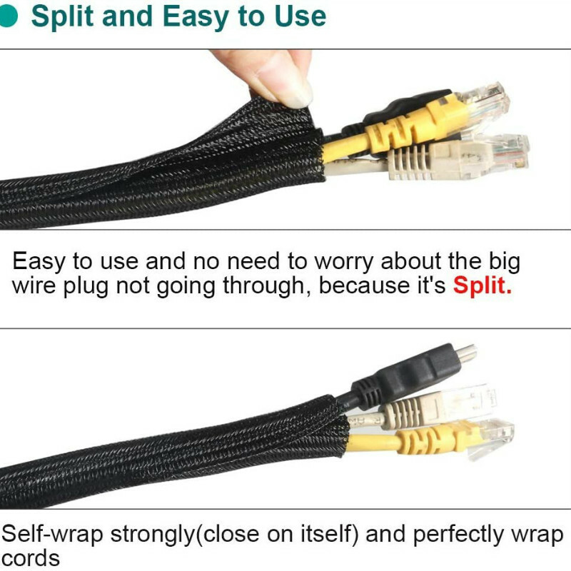 5M Braided Wire Cable Sleeve Nylon Cord Protector Split Pipe Cable Organizer DIY