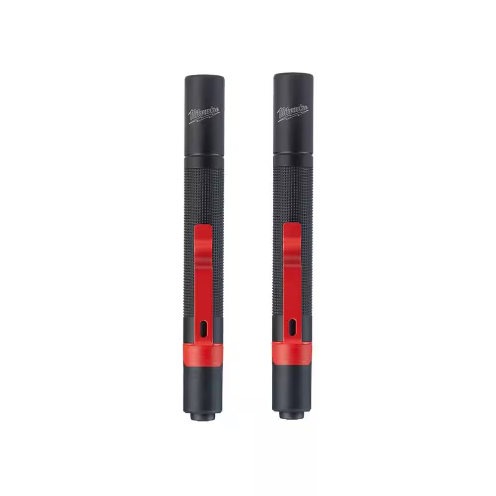 100 Lumens Aluminum Pen Light with Clip (2-Pack)