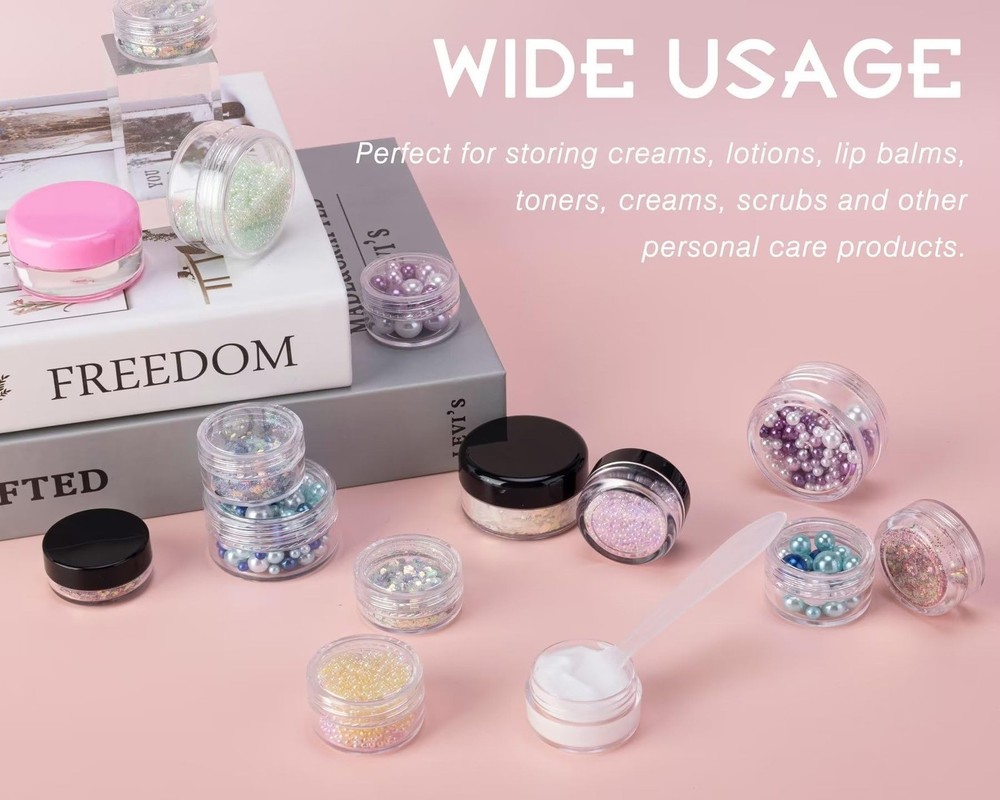50 Count 5 Gram Sample Containers, Clear Lip Balm Containers with Lids, Small...