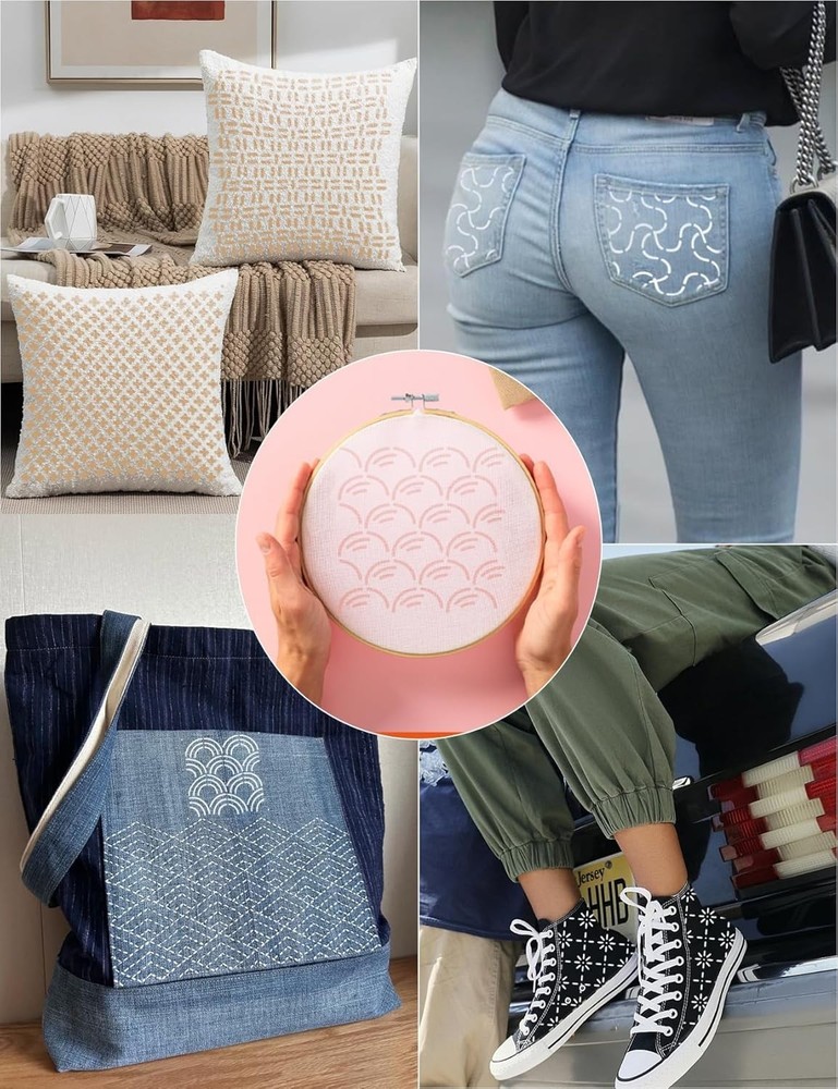 Classic Japanese Sashiko Templates - 8 Flexible Stencils for Creative Projects