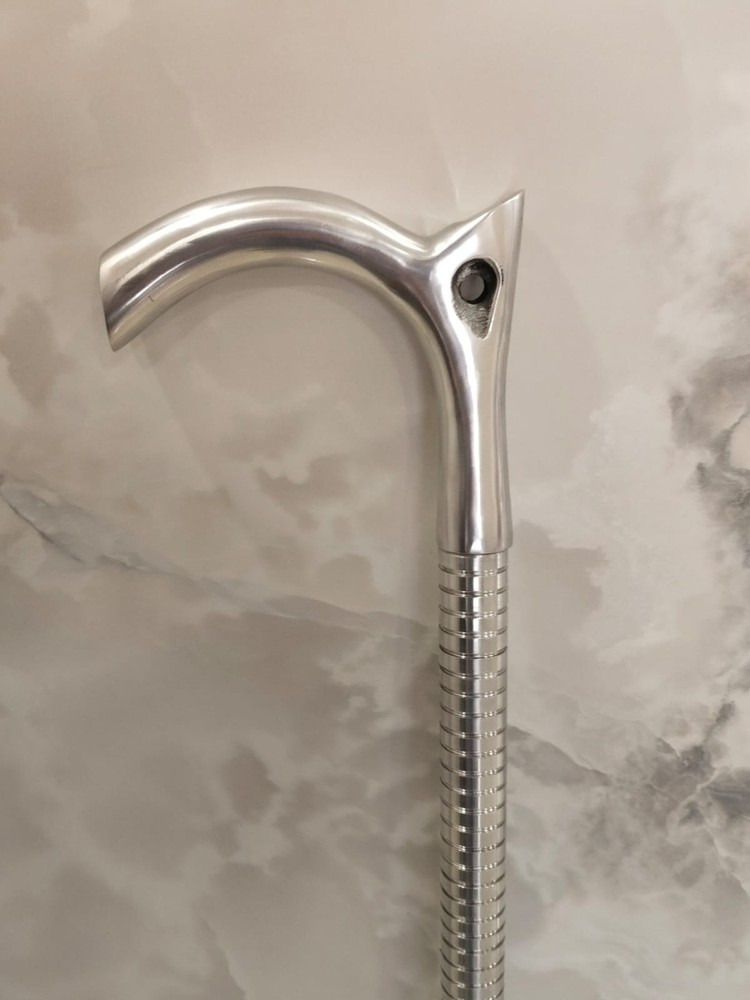 37" Aluminum Walking Cane | Steampunk V Handle Stick | Handmade Vintage Gift