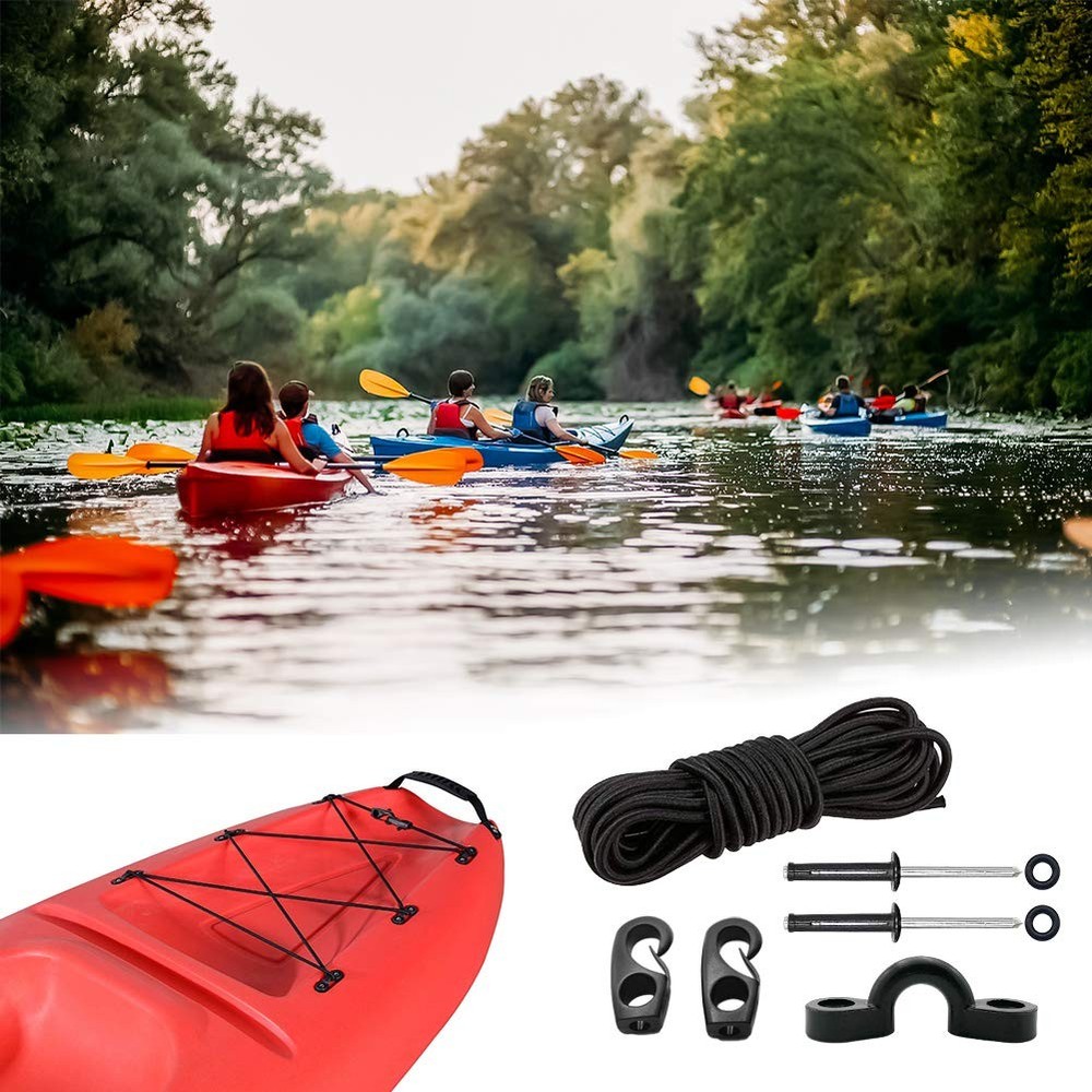 Deck Rigging Kit Accessory - 19.7 FT Bungee Cord with Deck Loops Tie Down Pad...