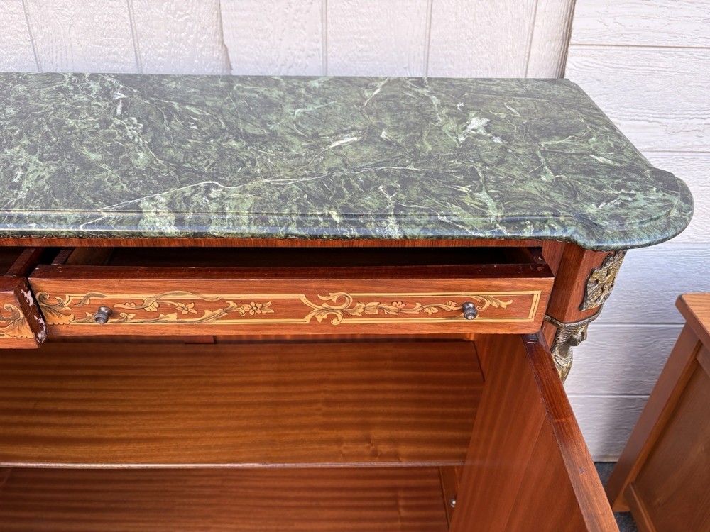 67208 Marble Top Sideboard Server Console Cabinet Stand