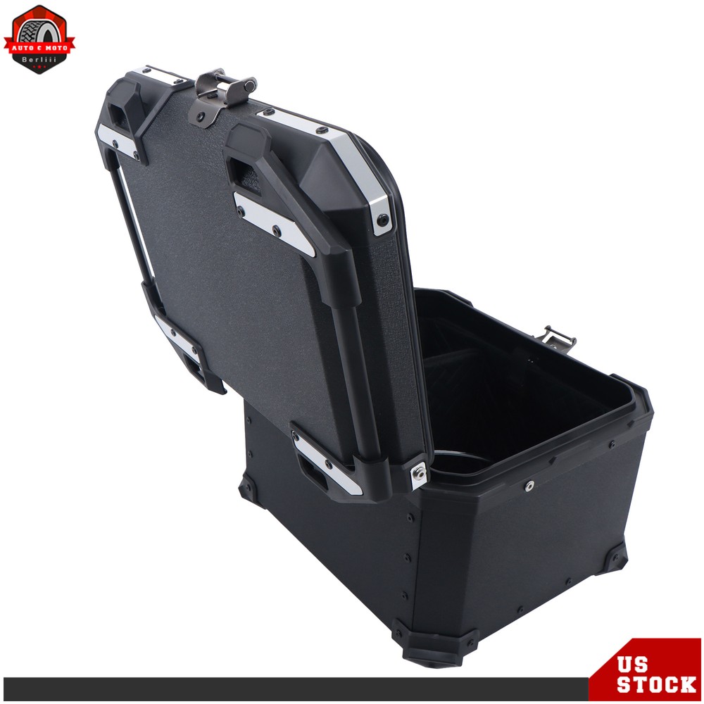 Motorcycle Top Case Tail Box with Backrest and Mounting Plate Waterproof 45L