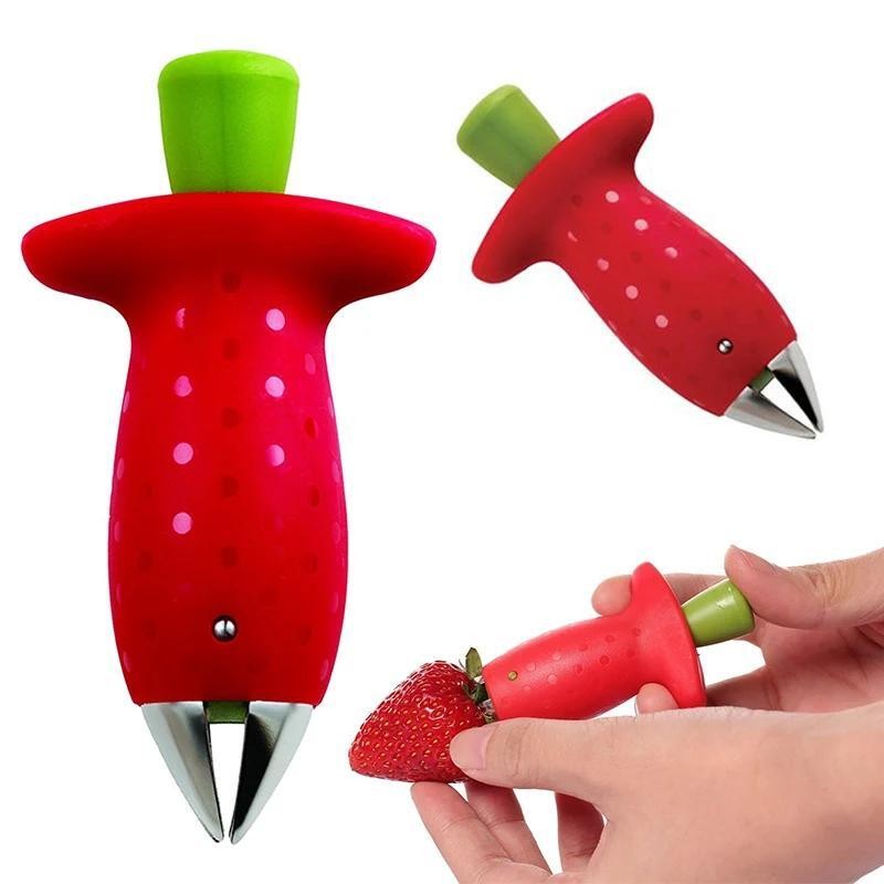 Strawberry Slicer & Huller – Easy Fruit Corer & Leaf Remover Kitchen Tool