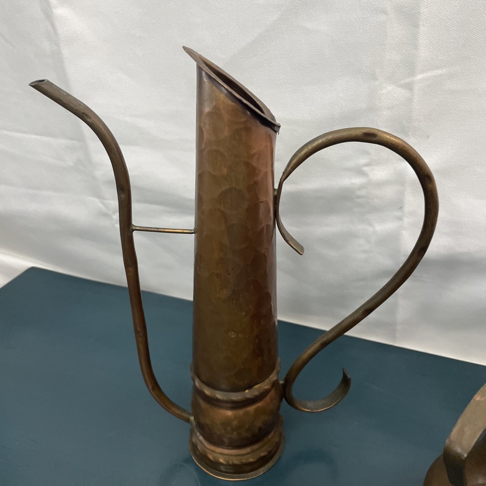 2 vintage, hand-hammered copper pitcher Primitive Rustic Decor
