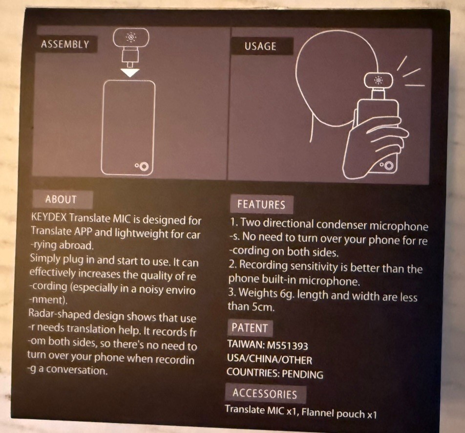 Two Directional Condenser Translating Microphone for Phone