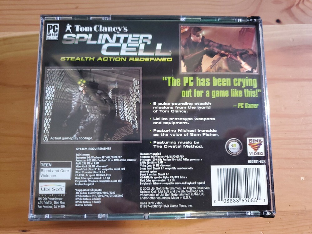 PC Action Game 2002 Tom Clancy Splinter Cell Stealth Action Redefined XP 2000 98