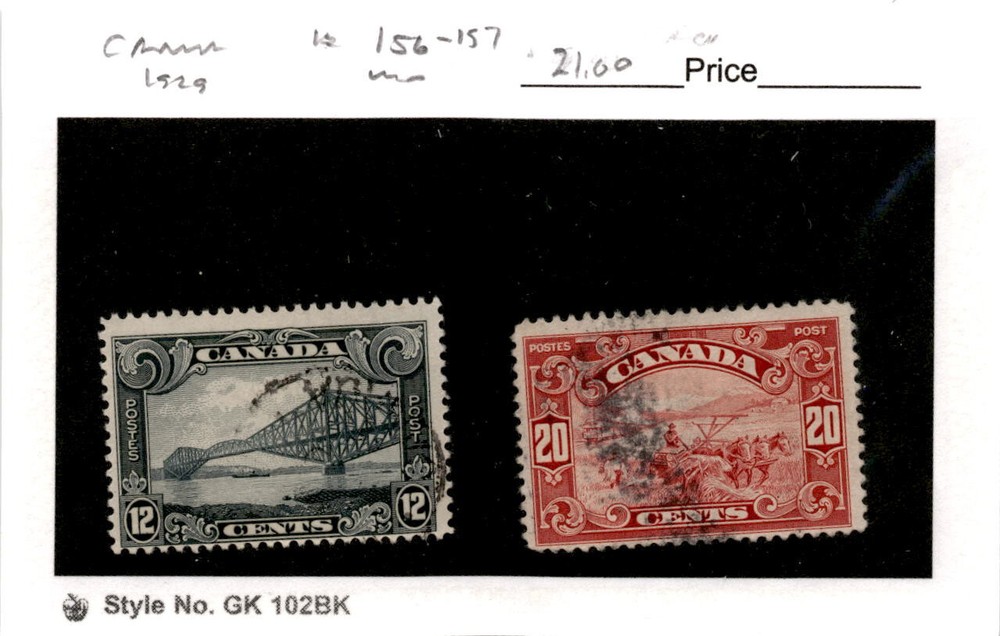 Canada, Postage Stamp, #156-157 Used, 1928 Quebec Bridge (AN)