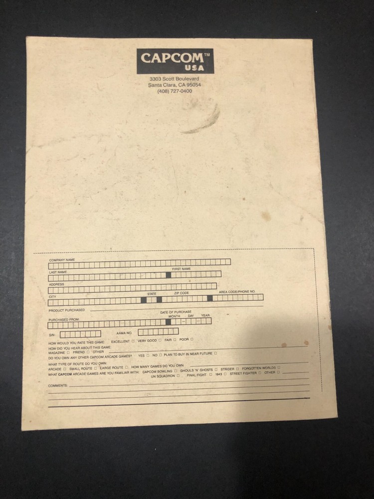 Mercs Arcade Instruction Manual....Capcom