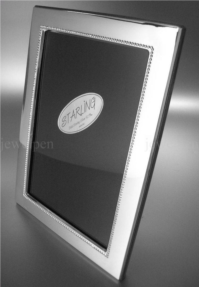 High Quality Smooth & Bead Edging Solid 925 Sterling Silver Photo Wooden Back