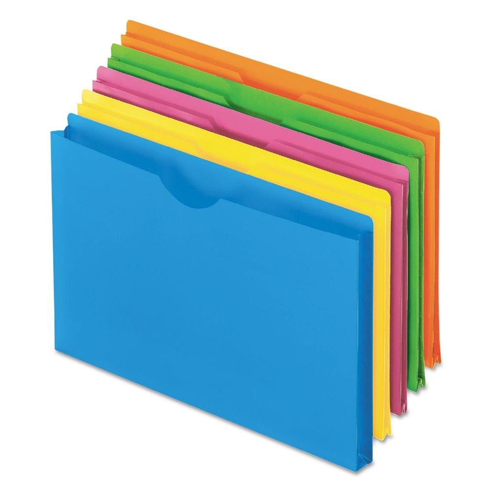Pendaflex 50992 Glow Poly File Jacket Letter Polypropylene Assorted 5/Pack