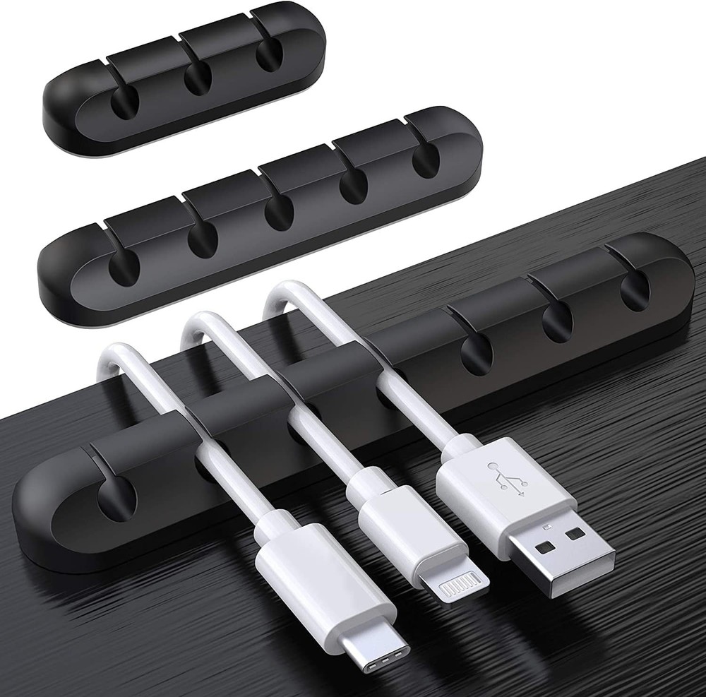 3-Pack Modern Silicone Cable Holder Clips for Desktop or Nightstand Use