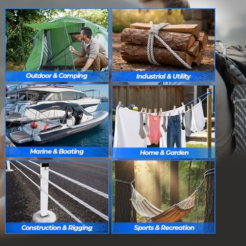 Heavy Duty Polyester Double Braided 1/2in X 35FT White/Black - Without Loop