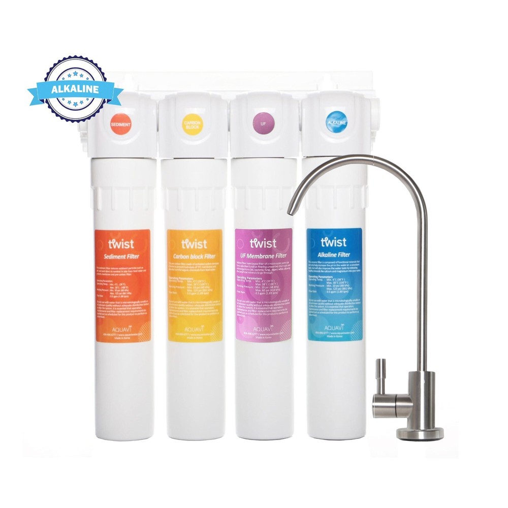 AQUAVI Twist 4Stage Ultra-Filtration Alkaline Under-Sink Water Filtration System