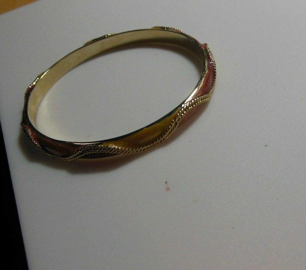 Gold Plated Swirl Enamel Bangle Bracelet