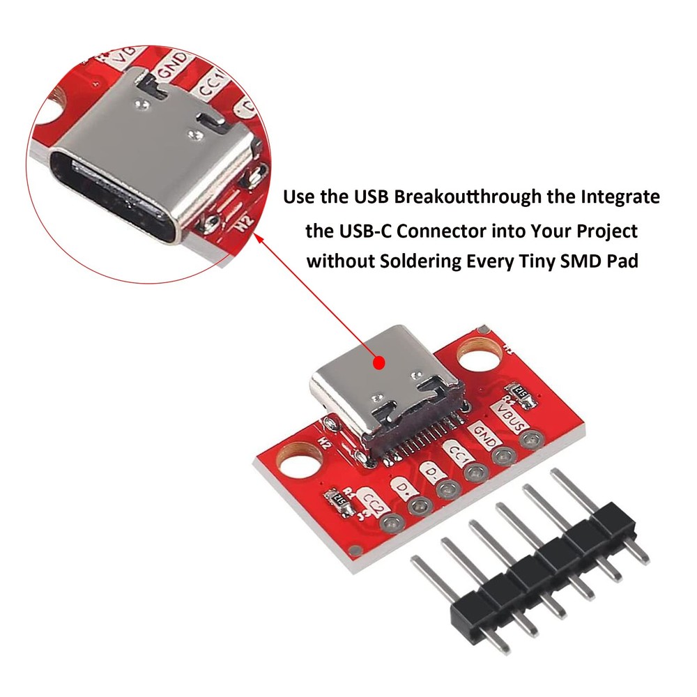 DIANN 5pcs USB Type-C Breakout Board Serial Basic Female