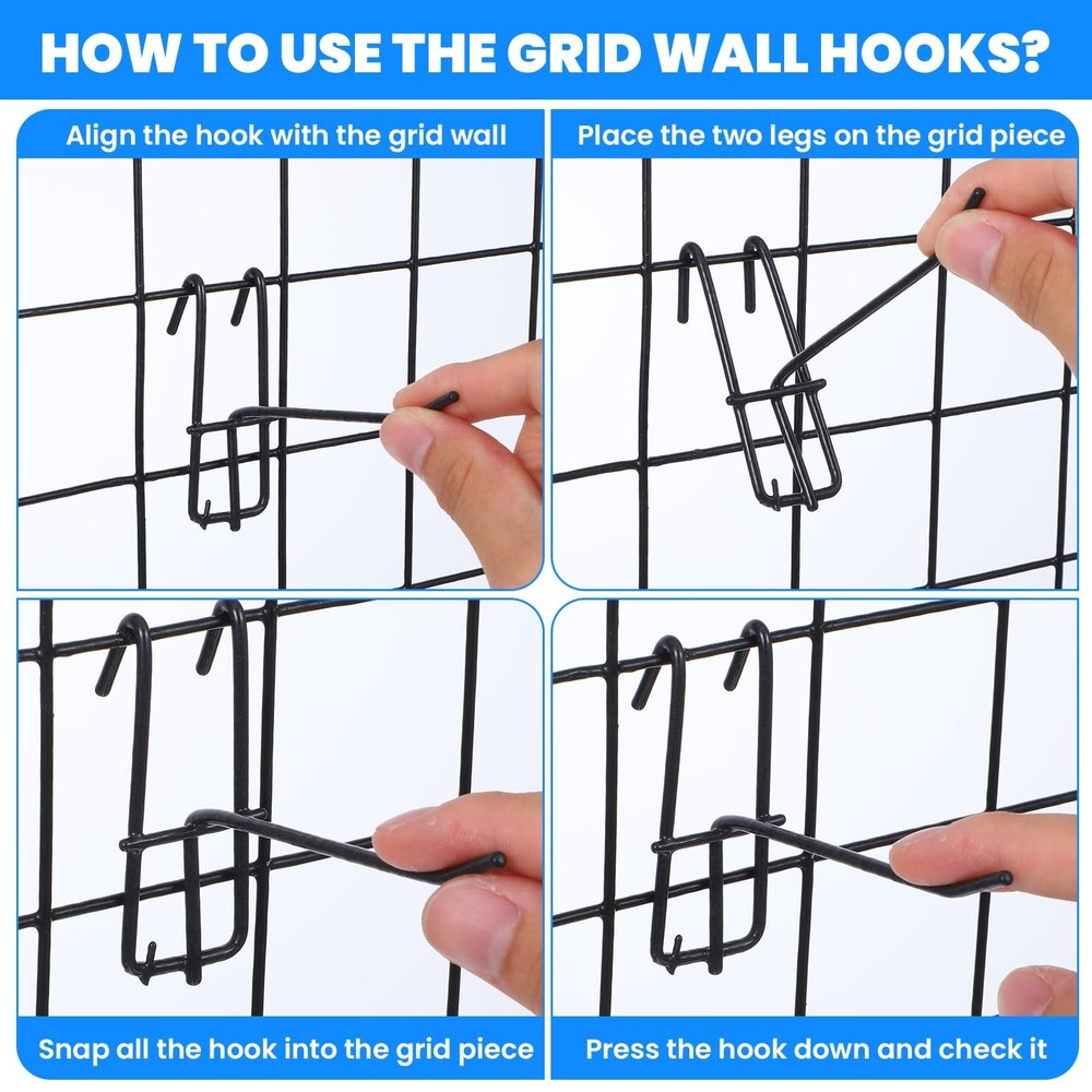 4 Inch Grid Wall Hooks, 100 Pcs Heavy Duty Gridwall Panel Hooks Store Garage ...
