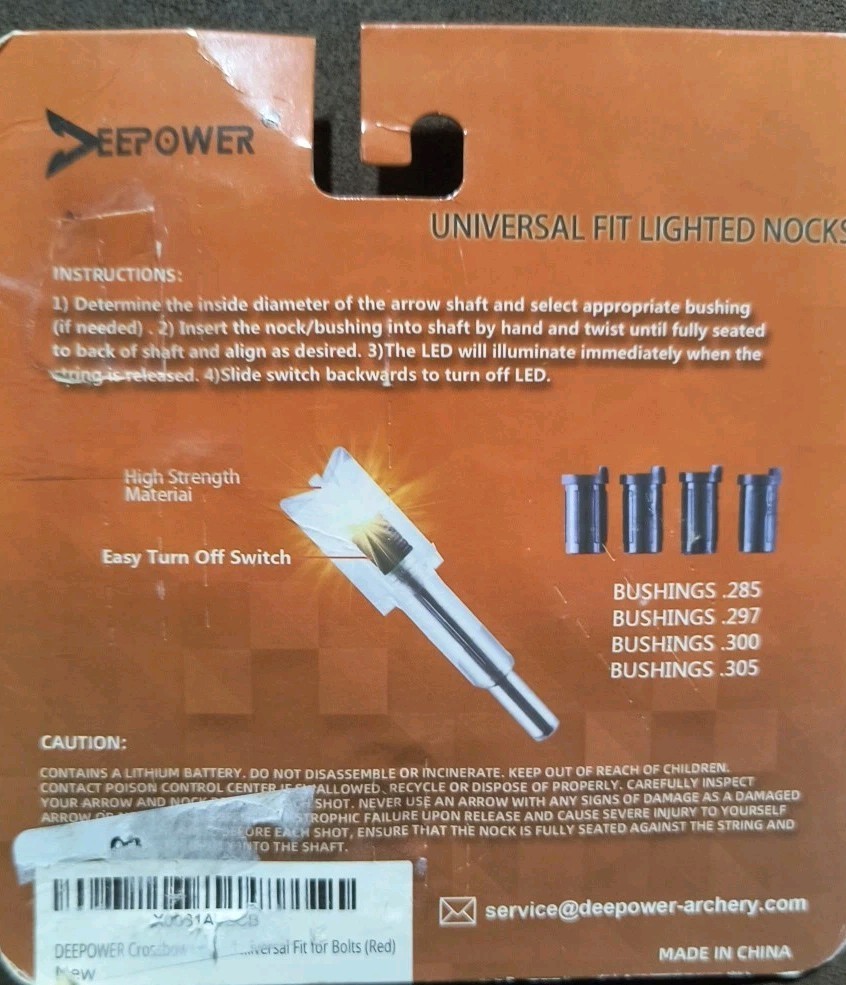 DEEPOWER Crossbow Lighted Nock with ON/Off Switch 4 Pack (Red)