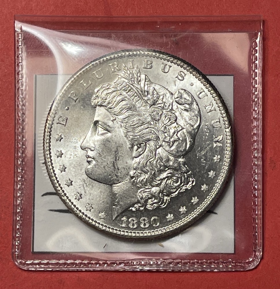 1880 S Morgan Silver Dollar, Gem Uncirculated.