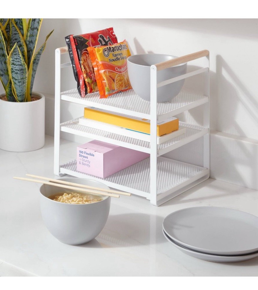 Metal 3 Tier Adjustable Shelf Box Organizer White Brightroom™ Kitchen Storage