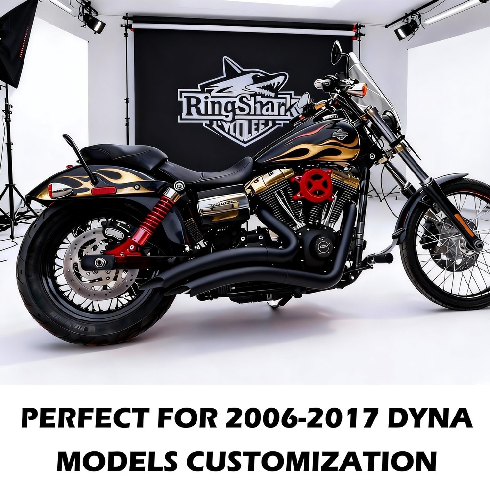 Black Power Boosted Exhaust Pipes Harley Dyna 2006 - 2017, Better Performance,