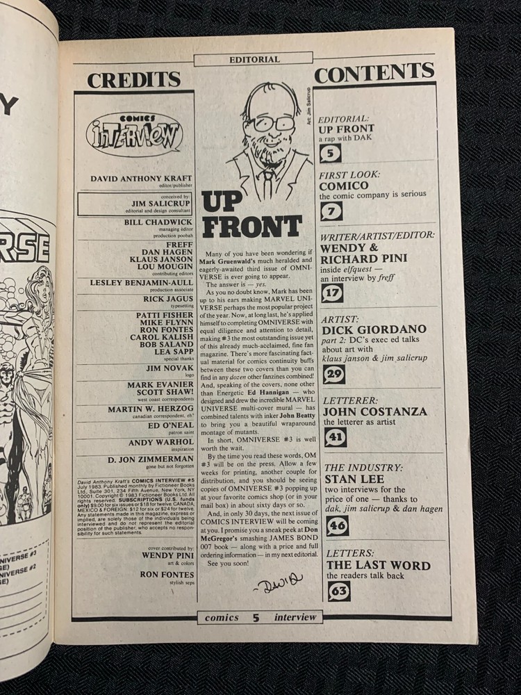1983 COMICS INTERVIEW #5 FN- 5.5 Elfquest / Wendy & Richard Pini / Stan Lee