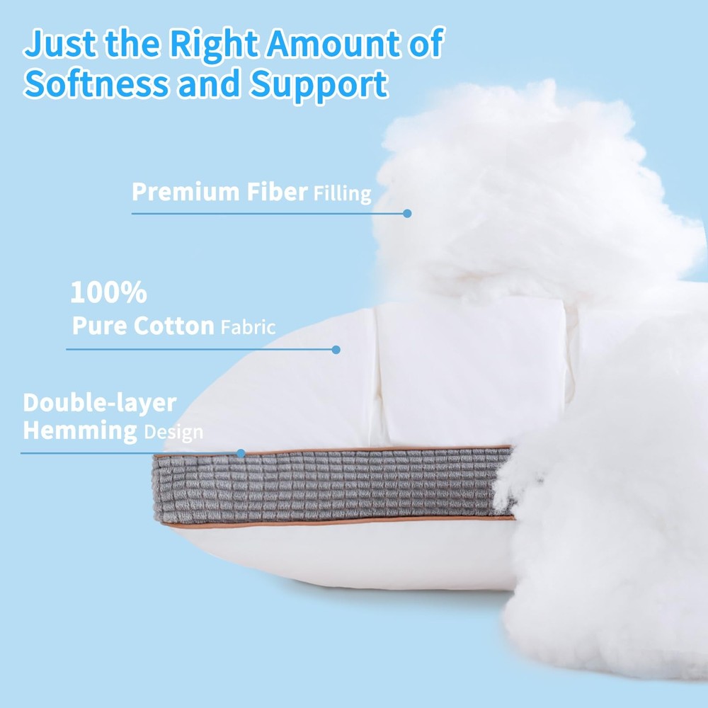 Soft Pillow Queen for Sleeping, Super Soft Support Down Alternative Pillow, 1...