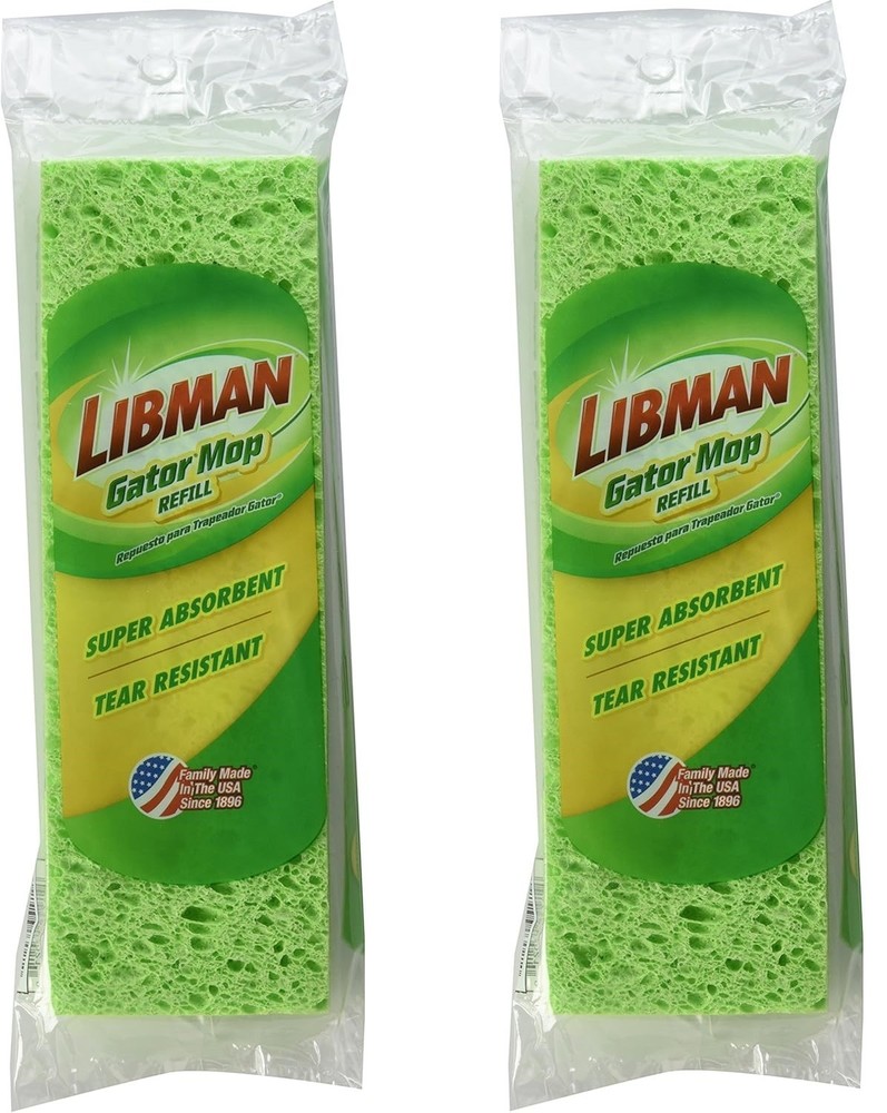 2x Libman Dual Action Microfiber Gator Mop Refill Floor Tile Easy Change  9"