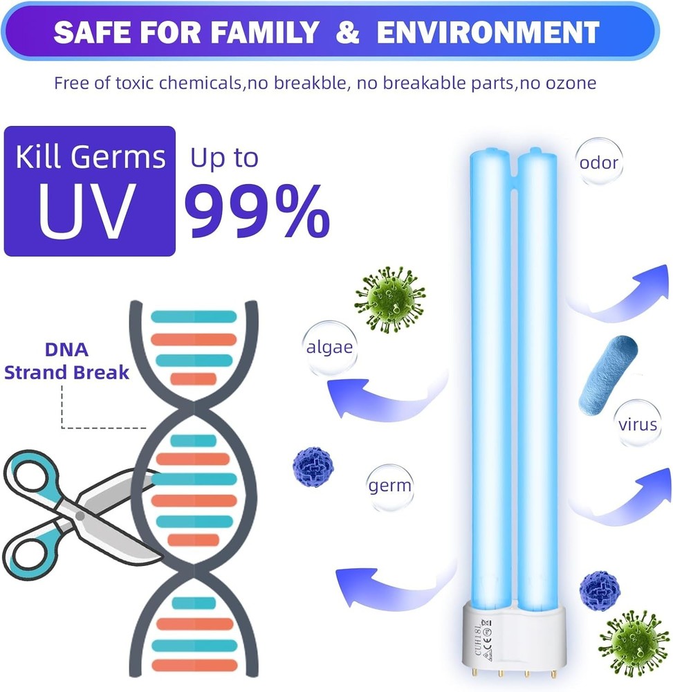 2 Pack 18W UV Light Bulb for Pond Clarifier - Long Lasting & Efficient