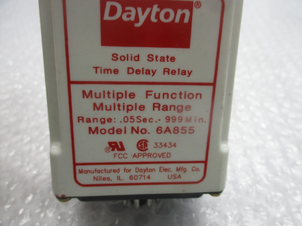 DAYTON 6A855 TIME DELAY RELAY UNMP