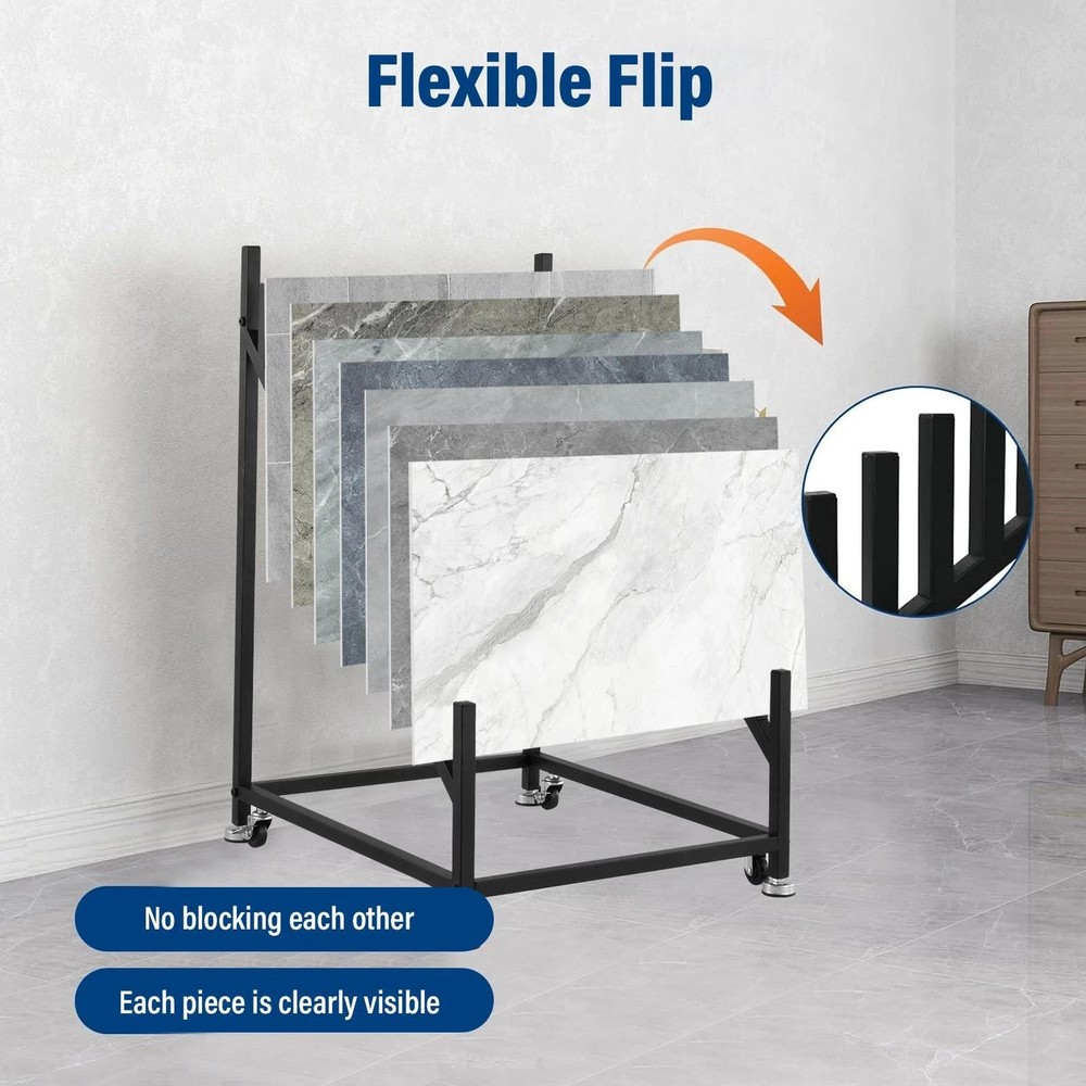 12-tier Tile Sample Display Stand, Standing Slotted Flooring Display Shelf,