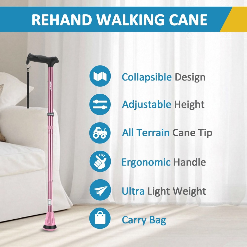 REHAND Foldable Walking Canes,Adjustable Height | Lightweight & Durable | Heavy