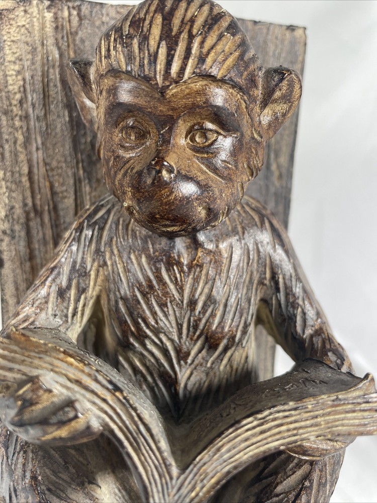 Bookend Monkey Reading A Book Resin