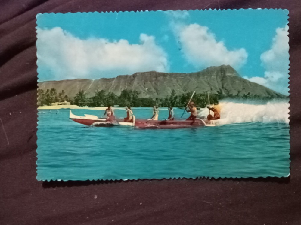 Thomas Jefferson 2 Cent red postage stamp on post card Hawaii postmarked 1956