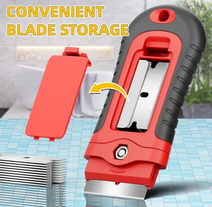 1 Pack Razor Blade Scraper with 15 Extra Blades, Scraper Tool for Cleaning Windo