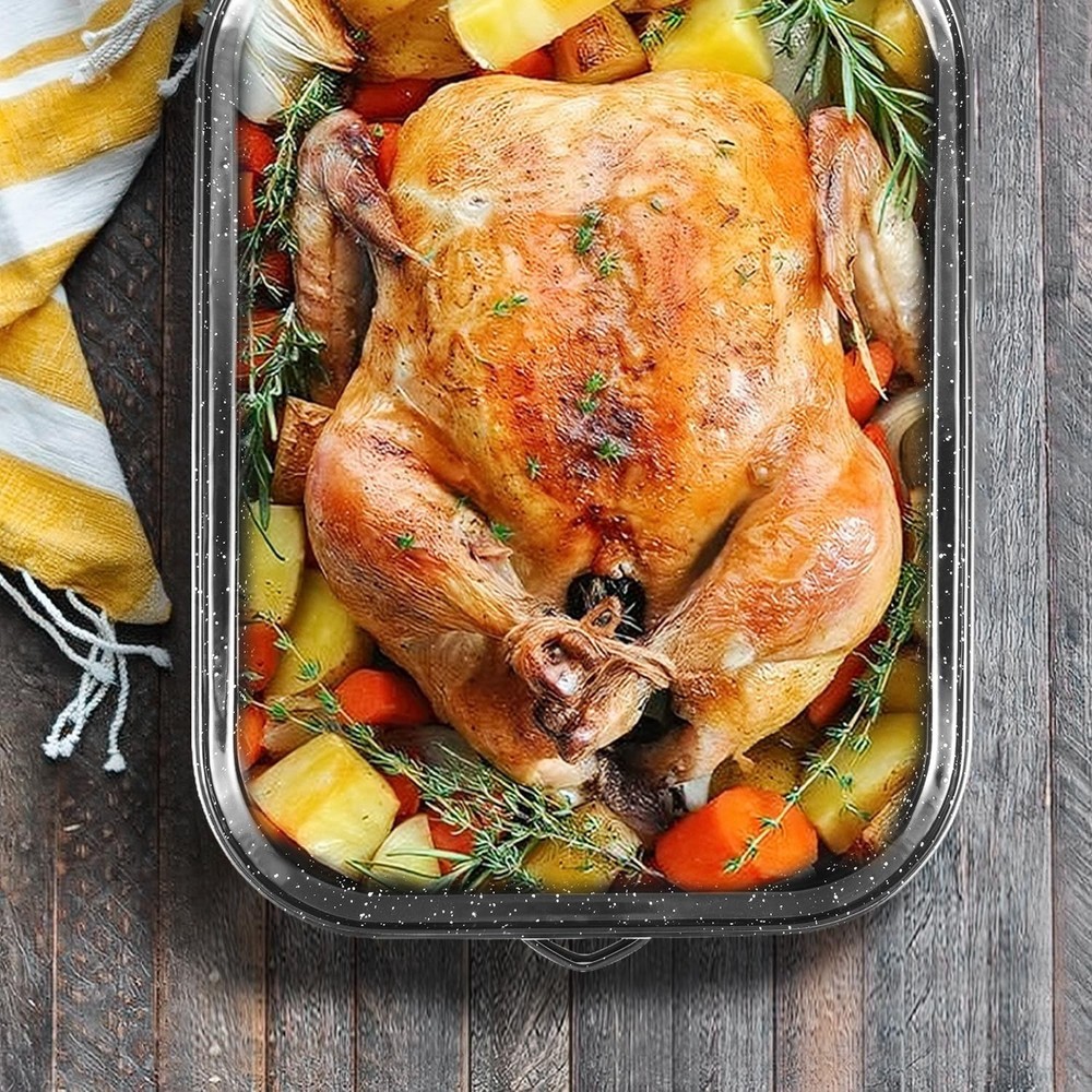 21" Extra Large Roasting Pan with V-Rack - 25lb Turkey Roaster