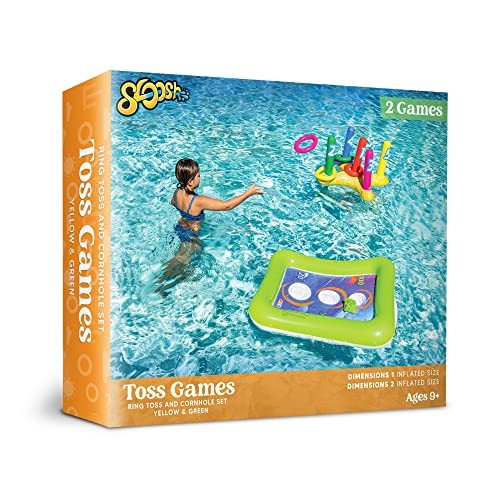 2 Sets Inflatable Pool Toss Game Combo Set Includes Ring Toss & Corn-Toss Game