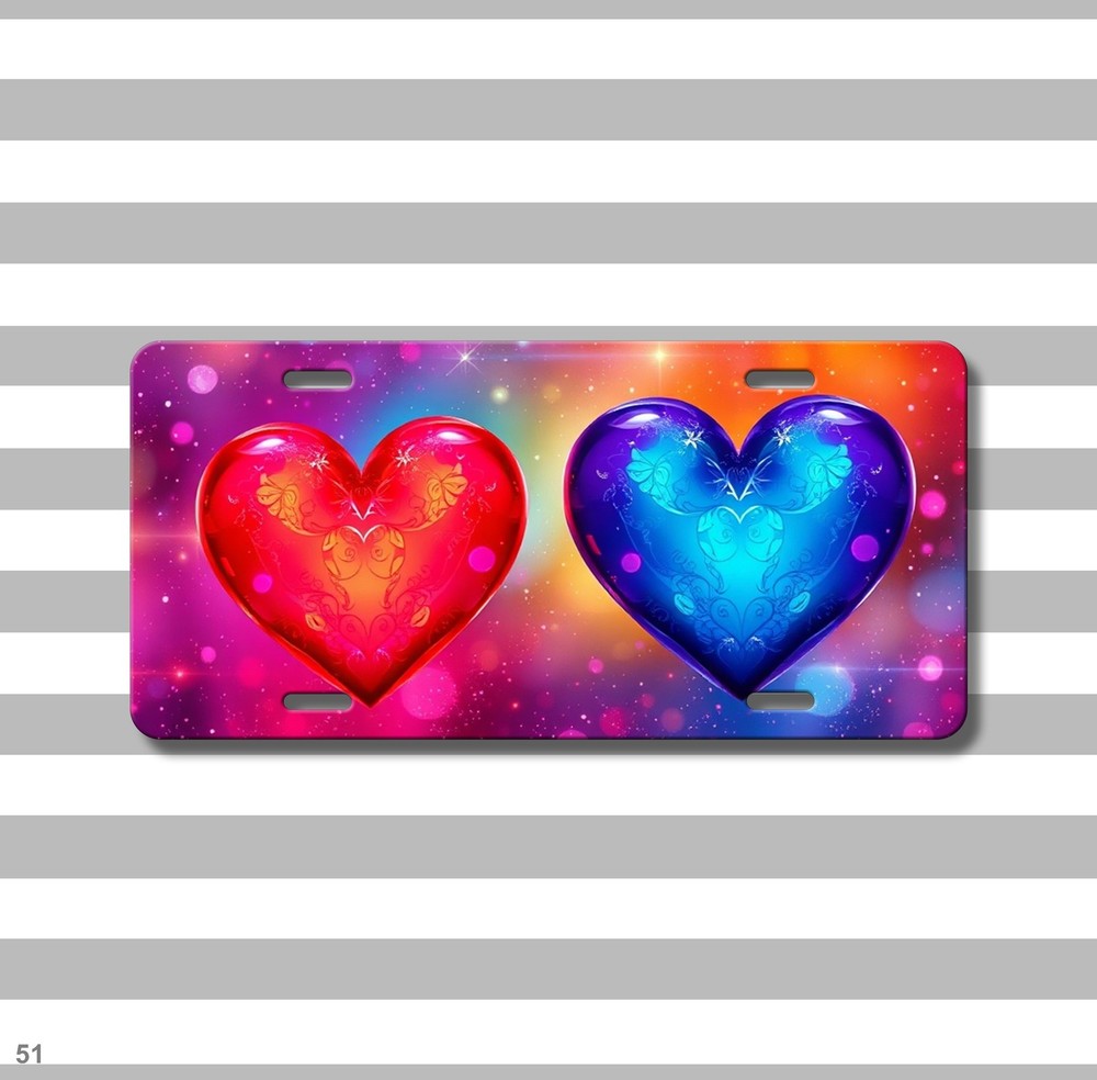 Bright Hearts License Plate Personalized Front Bumper Plate Anniversary Gift