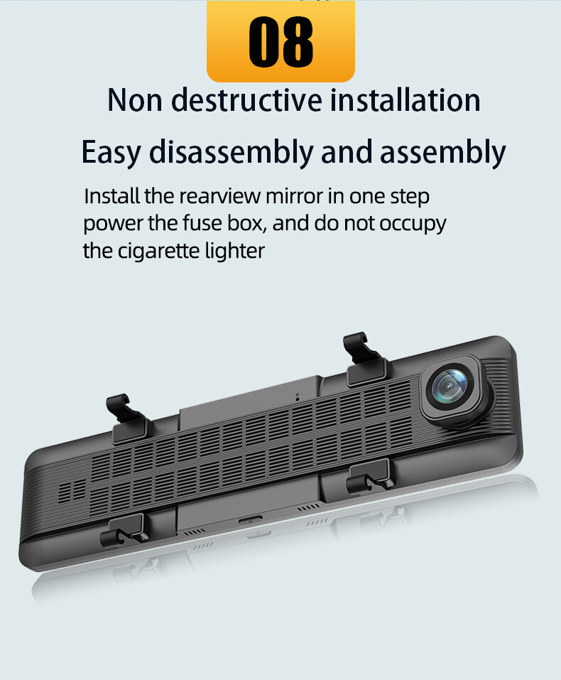 360° Panoramic Car DVR Camera 4 Channels Dashboard Center console Mirror 4K Cam